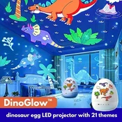 DinoGlow™ LED projektor v obliki dinozavrovega jajca z 21 motivi