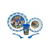 Stor Otroški jedilni set Ježko Sonic Micro, 5-delni – krožnik, skodelica, kozarec in jedilni pribor, 40550