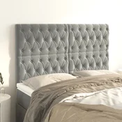 Vidaxl Vzglavje za postelje svetlo sivo 144x7x118/128 cm žamet