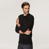 Moški črni pulover z gladkim vzorcem 15441