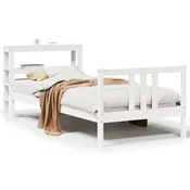 Vidaxl Posteljni okvir z vzglavjem brez vzmetnice bel 90x200 cm