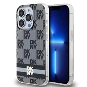 DKNY Etui DKNY IML Checkered Mono Pattern & Printed Stripes MagSafe za iPhone 15 Pro - črno