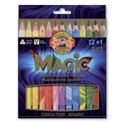 Trikotne barvice KOH-I-NOOR MAGIC 3408 z večbarvnim trdim kompletom 12+1 kos