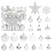 Set božićnih kuglica od 70 komada srebrne i bijele