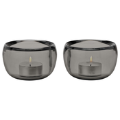 Svečnik za čajne svečke ORA, 9 cm, set 2 kosov, motno, steklo, Stelton