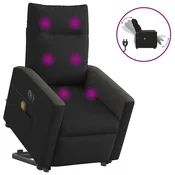 Vidaxl Električni masažni naslanjač s funkcijo vstajanja črn