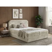 Oblazinjena boxspring postelja FORENA 180x200 cm kremna Vzmetnica: Vzmetnica Bonell