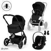Cybex - Otroški voziček Balios S Lux z zložljivo košaro - Moon Black (3v1)