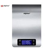 Alpina Digitalna kuhinjska tehtnica, max 5kg, LCD zaslon, funkcija TARA, samodejni vklop/izklop, prikaz temperature, timer/časovnik, nerjaveče jeklo, srebrna