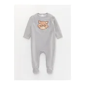 LC Waikiki Crew Neck Long Sleeve Embroidery Detailed Plush Baby Boy Rompers