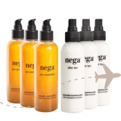 Nega Cosmetics 100% naravni potovalni komplet: fluid za hitro in naravno porjavitev + vlažilni losjon iz smilja za po sončenju, olje za hitrejši učinek sončenja, krema za po sončenju, 6x 90ml, SummerMatch, 540 ml