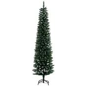 HOMCOM Božično drevo vitko z 570 veje, božično drevo zasneženo umetno visoko in ozko z podnožje odstranljivo in zložljivo, O53x190cm, zelena