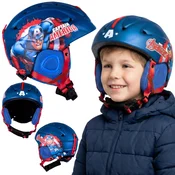 MARVEL COMICS Avengers Captain America Varna smučarska čelada, SNOWBOARD za fante IN-MOLD, z zračniki, nastavljiva 55-58 cm