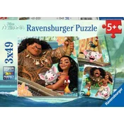 Ravensburger - Puzzle 3x49 Pogumna Moana: Rojena za potovanja - 40 - 99 kosov