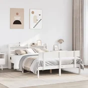 shumee vidaXL Posteljni okvir brez vzmetnice bel 140x190 cm masiven borov les