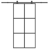 vidaXL Drsna vrata z opremo ESG steklo in aluminij 102x205 cm