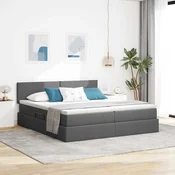 Krevet s od storage Tamno siva 200 x 200 cm Lažna koža