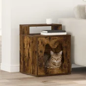 vidaXL Mačja hiša Dimljeni oreh 42.5 x 40 x 52.5 cm Konstruiran les