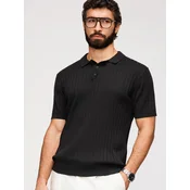 Moška črtasta polo majica Ombre SLIM FIT - črna