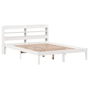 Vidaxl Posteljni okvir brez vzmetnice bel 140x200 cm trdna borovina