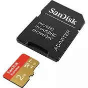 SanDisk 2TB Extreme microSDXC UHS-I z adapterjem do 240MB/s, C10, U3, V30, 4K, 5K, A2, Micro SD kartica