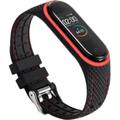 GS Silikonski pašček za Xiaomi Mi Band 5/6/7/7 NFC, črn/rdeč