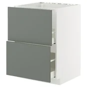METOD / MAXIMERA Pod.element sudop. i 2front/2fioke, bela/Nickebo mat sivozelena, 60x60 cm