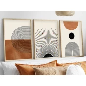 SET 3x Slika v fotookvirju 50x70 cm bež/rjava