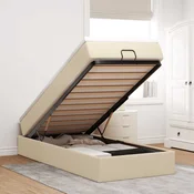 vidaXL Otomanski posteljni okvir z vzmetnico krem 90x190 cm blago