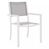 eoshop Vrtni zložljiv stol DORIO, belo jeklo/svetlo siva, z nasloni za roke