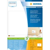 Herma Herma 8690 Etikete 148.5 x 205 mm Papir Bijela 400 ST Naljepnice za adrese, Univerzalne naljepnice Tinta, Laser, Kopija