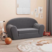 vidaXL vidaXL Raztegljiv otroški kavč dvosed antracit mehak pliš, (20990481)