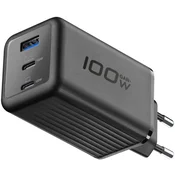 Kućni punjač CELLULARLINE, 100W, GAN+ USB-A, 2 x USB-C, crni
