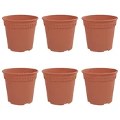 Vidaxl Okrogli cvetlični lonec 6 szt. Kamnito rdeča O 17 x 14 cm