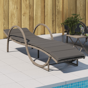 Ležaljka za suncanje s jastukom siva 60x199x42 cm poliratan