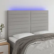 Vidaxl vidaXL Vzglavje postelje z LED svetlo sivo 144x5x118/128 cm blago