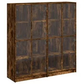 Vidaxl Knjižna omara z vrati dimljeni hrast 136x37x142 cm inž. les