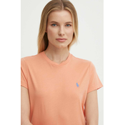 Bombažna kratka majica Polo Ralph Lauren ženski, oranžna barva