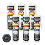 IsolBau Sanitarni silikon antracit Sanitär Silikon 6 x 300ml