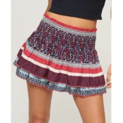 Superdry za ženske. W7210264A Step mini krilo z logotipom Vintage Logo lila (XL), Priložnostno, Vijolična, Viskoza