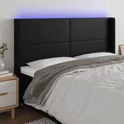 Vidaxl vidaXL LED vzglavje postelje črno 203x16x118/128 cm umetno usnje