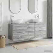 vidaXL Komplet omaric za kopalnico 3 kos Siva Sonoma 129 x 41 x 80 cm