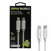 MaxMobile DATA KABEL I-PHONE LIGHTNING-TYPE C PD 3A, MFI Apple CA-056 1m: bijeli