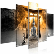 Slika - Buddha Smile (5 Parts) Wide Orange 100x50