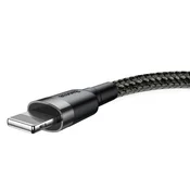 BASEUS Izdržljivi fleksibilni kabel USB Lightning kabel za iPhone QC3.0 2.4A 0.5M crno-sivi