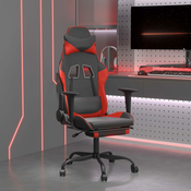 vidaXL Masažna igraca stolica s osloncem crno-crvena od umjetne kože