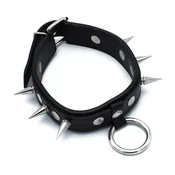 Kiotos Leather Spiked Collar with O-Ring Black