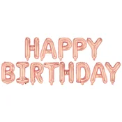 Foliasti balon napis Happy Birthday – rožnat, 40 cm