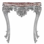 Casa Padrino Luxury Baroque Console Table with Marble Top Silver / Red 93 x H. 88 cm - Made in Italy