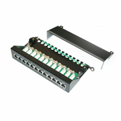 XtendLan Patch panel 10, 1U / 12 priključkov, CAT5e, STP, LSA, s pokrovom, črn